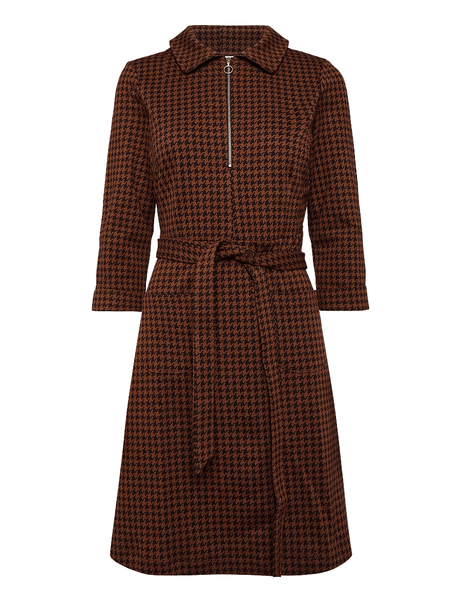 Jumperfabriken - Tea Dress Houndstooth - brown - 1