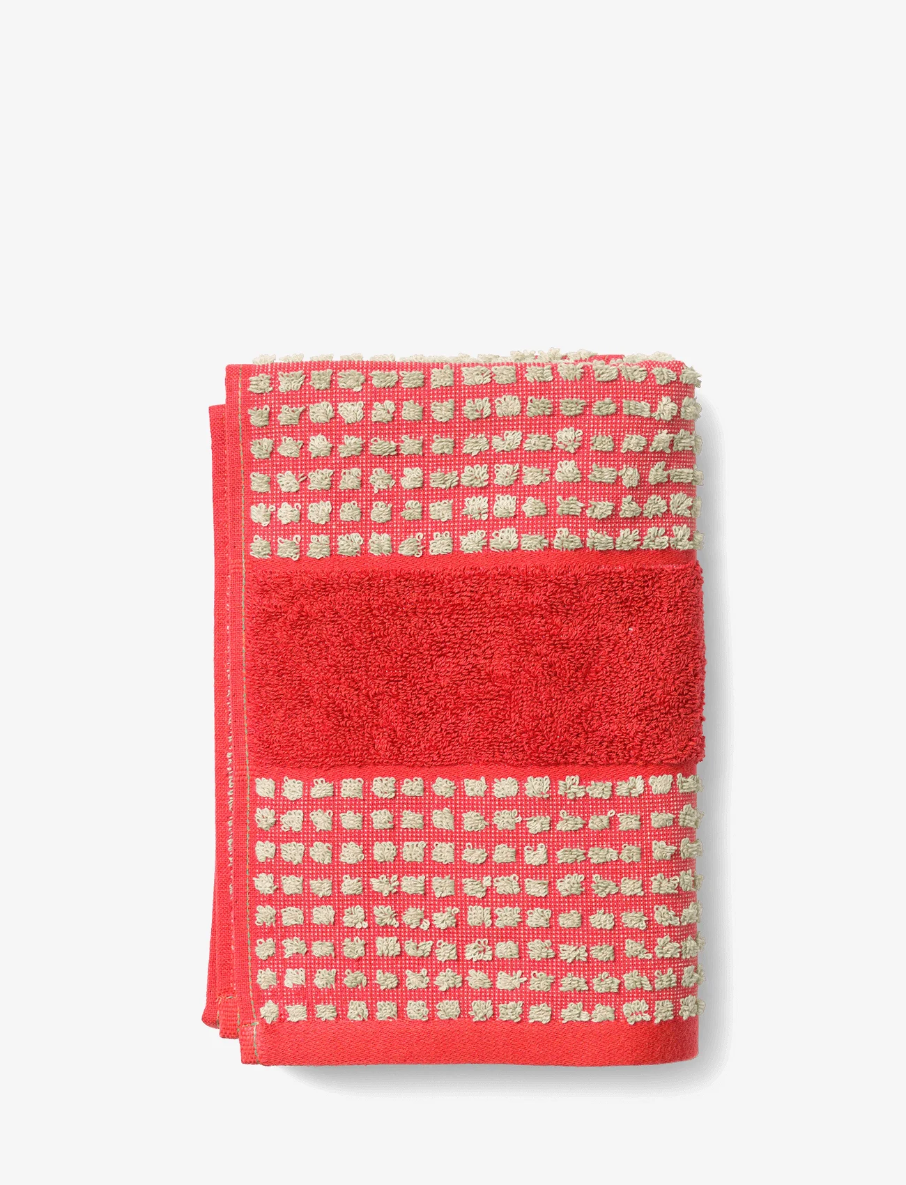 Juna - Check Håndkle 50x100 cm rød/sand - ansiktshåndklær - red/sand - 0