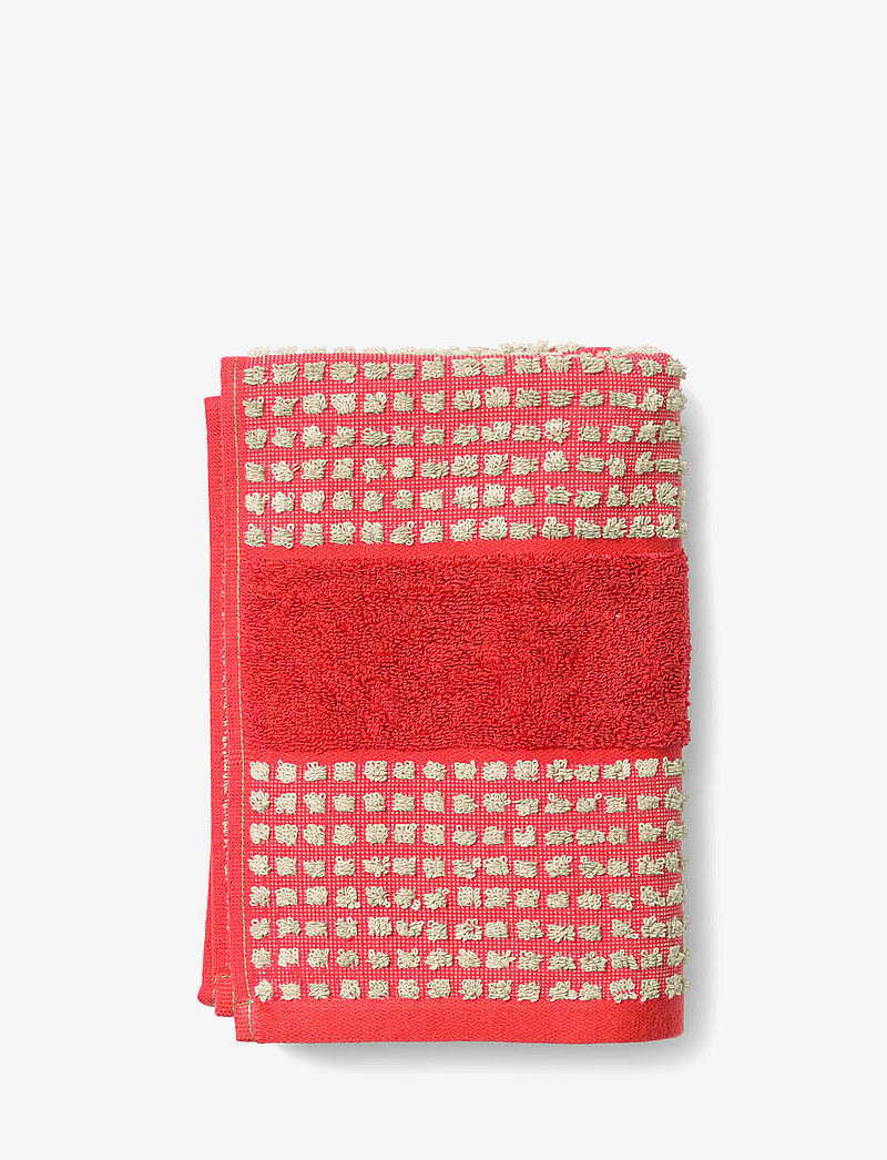 Juna - Check Towel 50x100 cm red/sand - bath towels - red/sand - 1