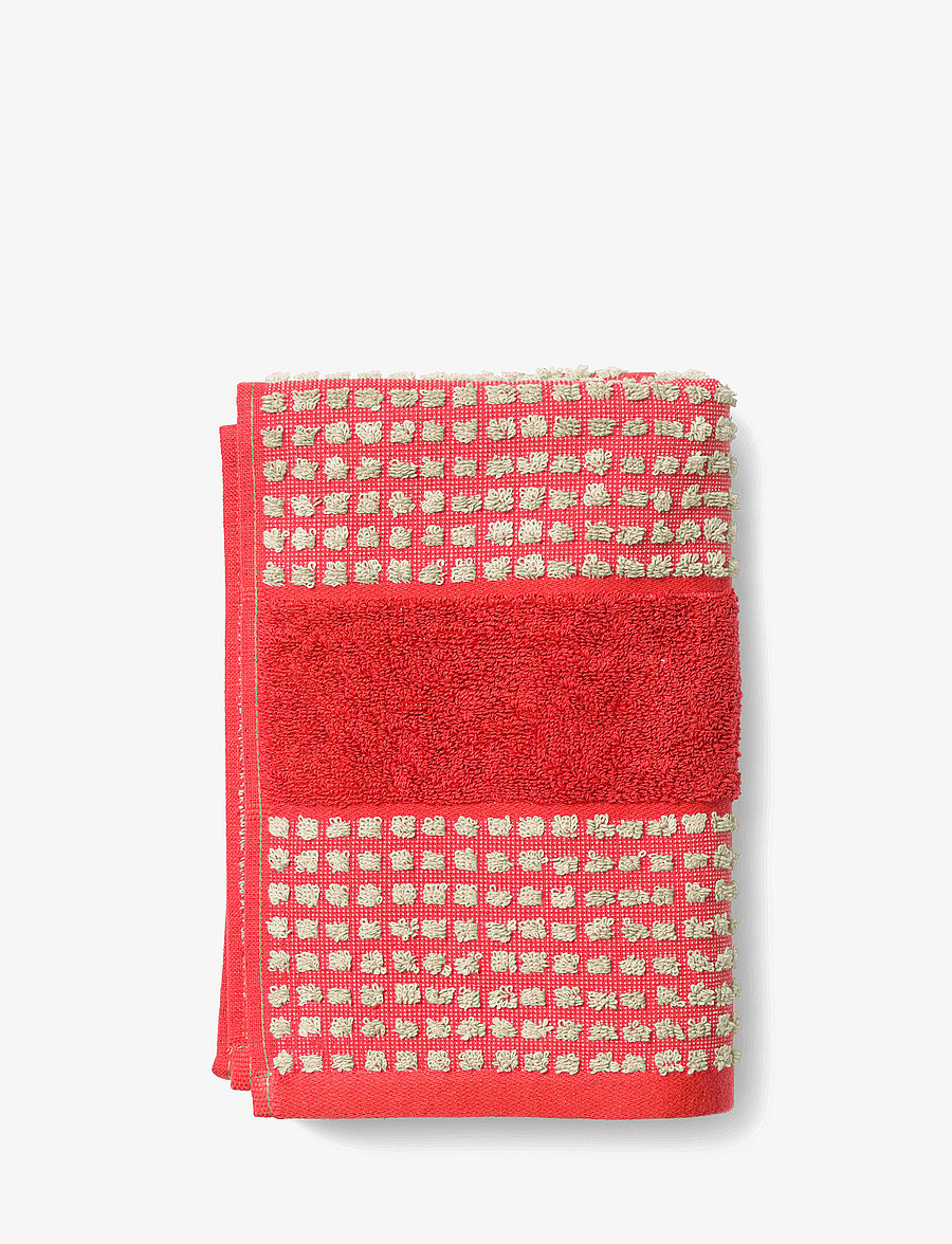 Juna - Check Towel 50x100 cm red/sand - vannas dvieļi - red/sand - 1