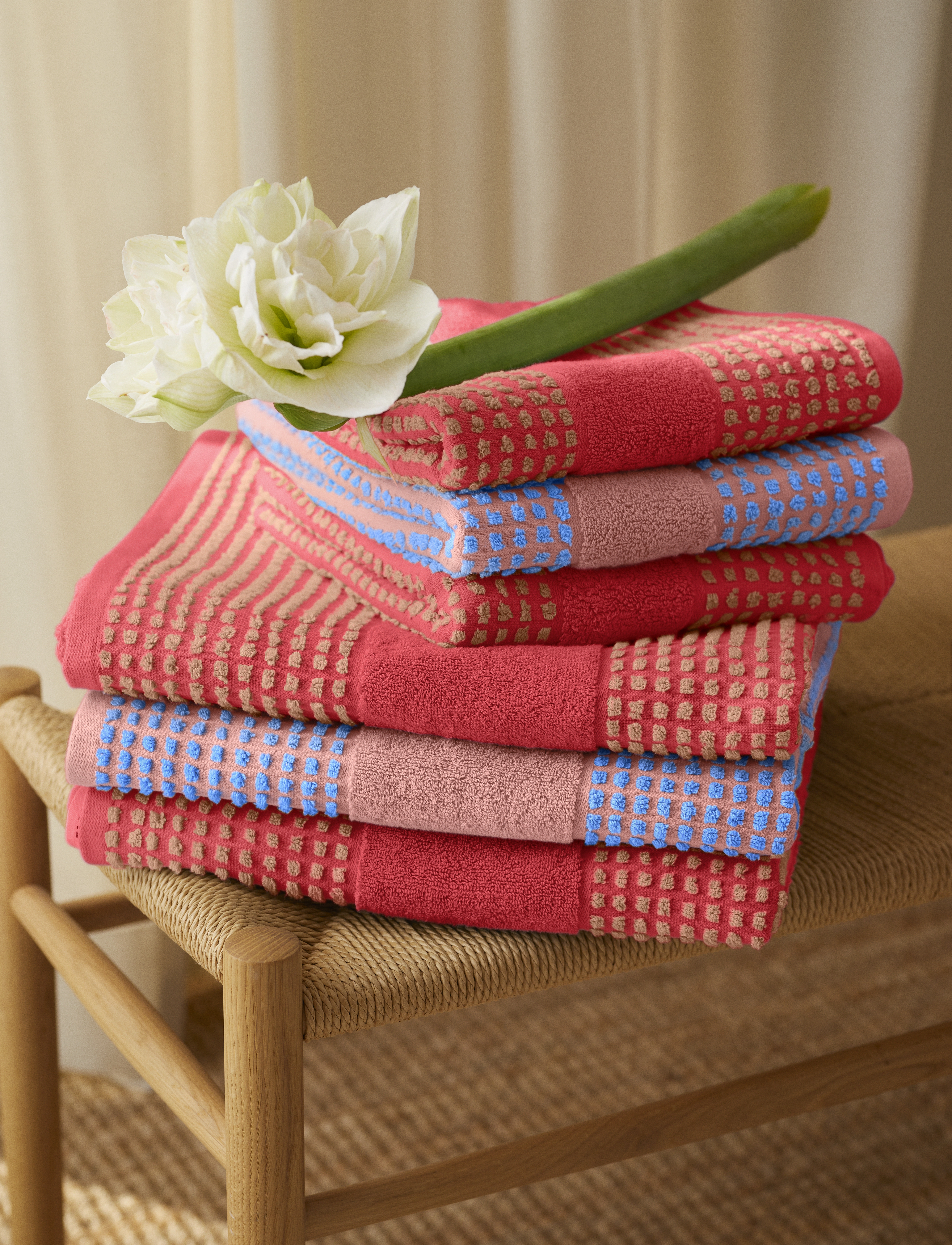 Juna - Check Towel 50x100 cm red/sand - vannas dvieļi - red/sand - 4