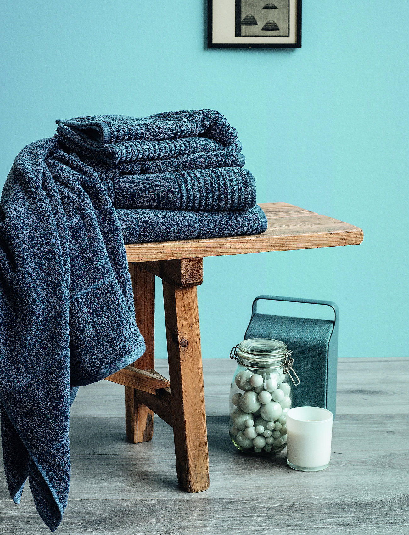 Juna - Check Towel  50x100 cm - laagste prijzen - dark blue - 1