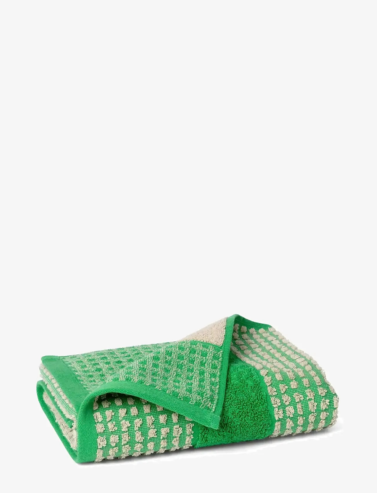 Juna - Check Towel 50x100 cm green/sand - bath towels - green/sand - 2