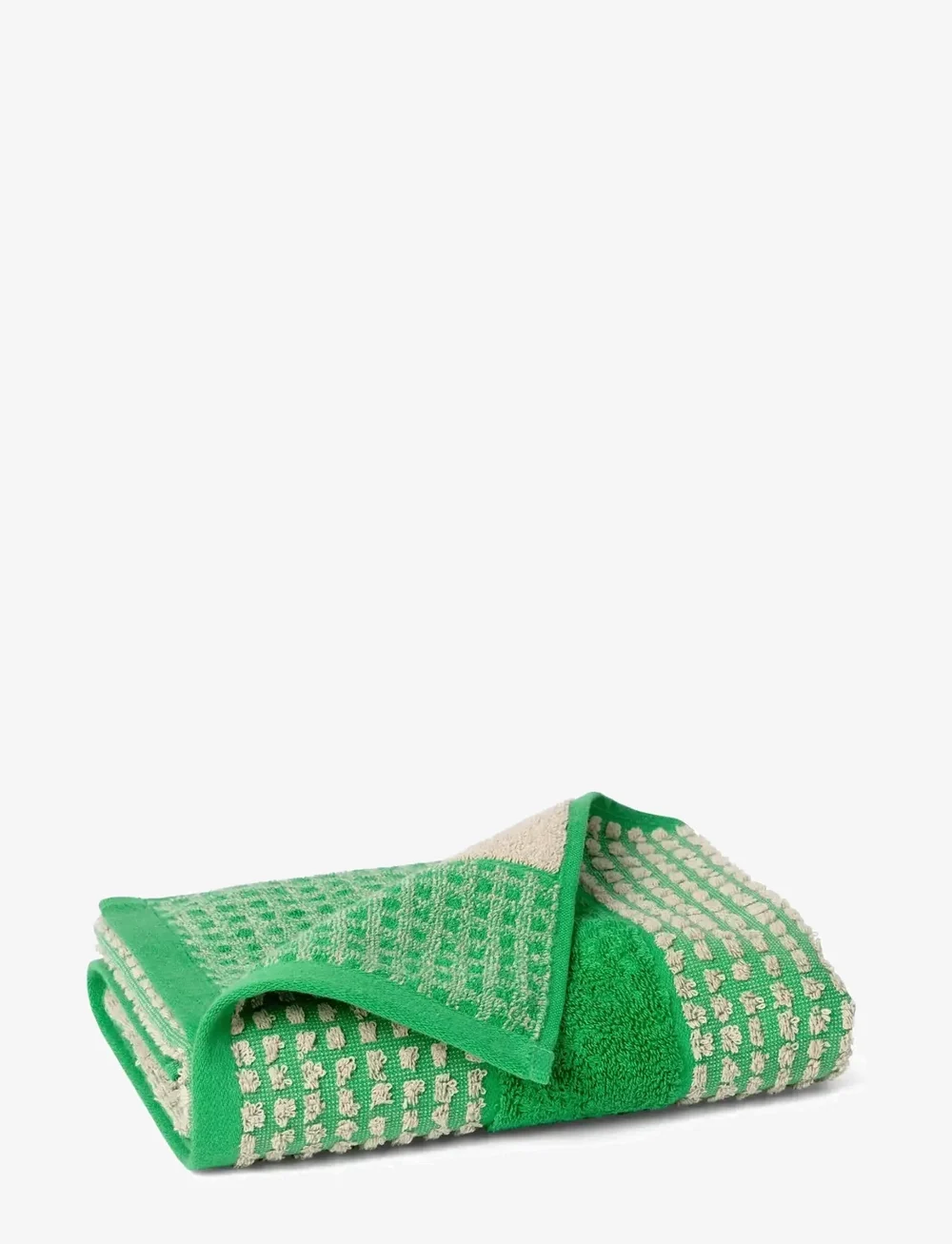 Juna - Check Towel 50x100 cm green/sand - bath towels - green/sand - 2