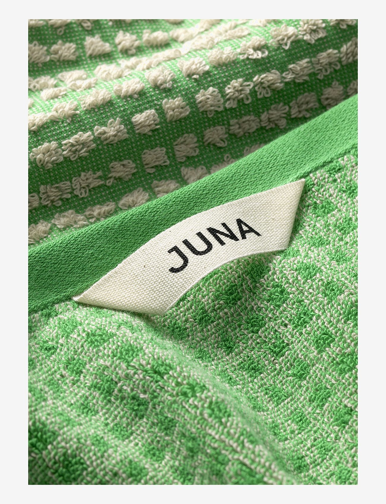 Juna - Check Towel 50x100 cm green/sand - bath towels - green/sand - 3