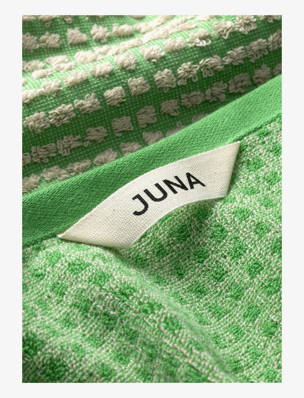 Juna - Check Towel 50x100 cm green/sand - bath towels - green/sand - 3