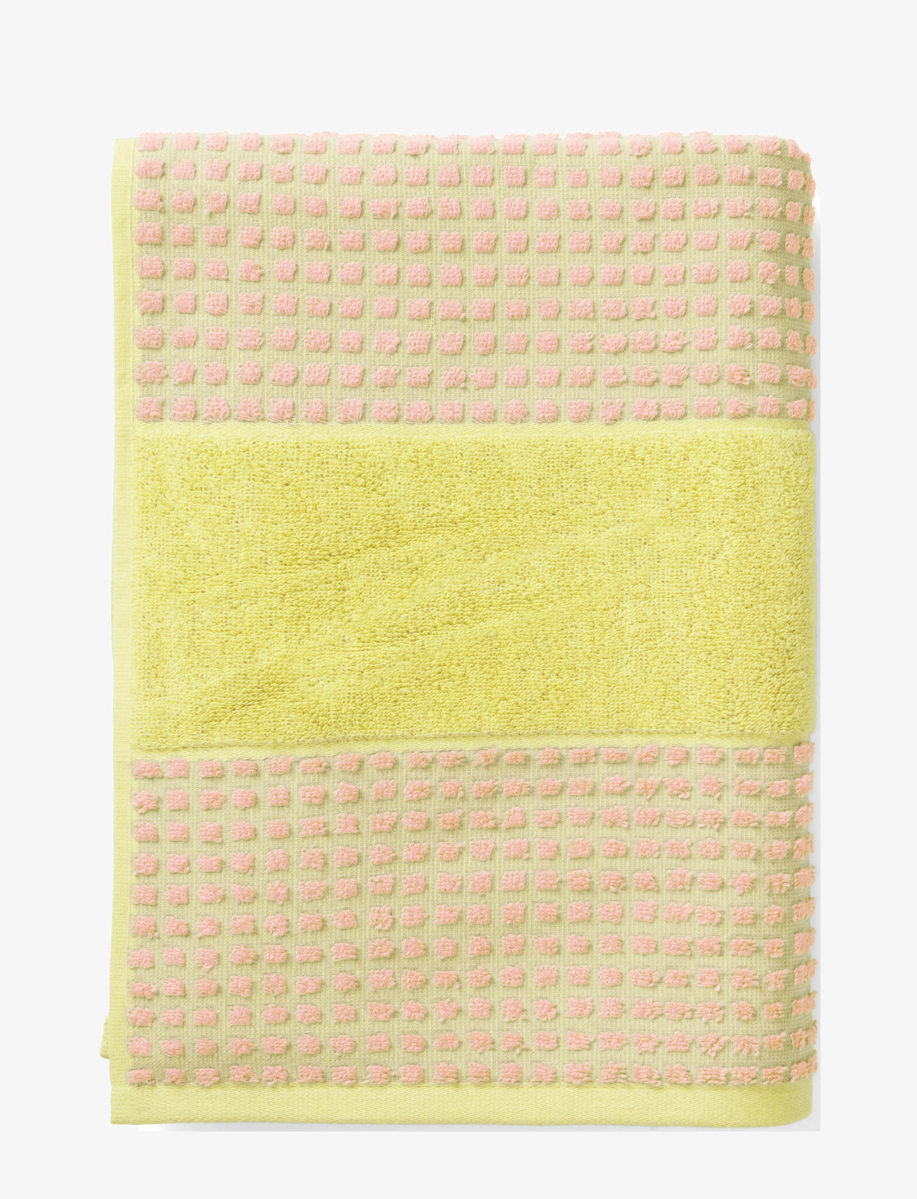 Juna Check Håndklæde 70X140 cm Gul/Pink, 140 cm, Yellow, Tekstiler Til Badeværelset > Håndklæder, Unisex