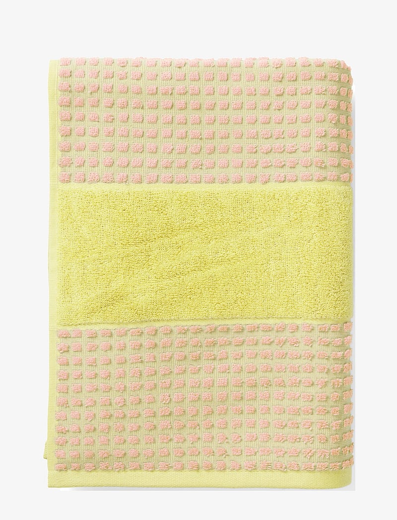 Juna - Check Towel 70x140 cm yellow/pink - kylpypyyhkeet - yellow/pink - 0