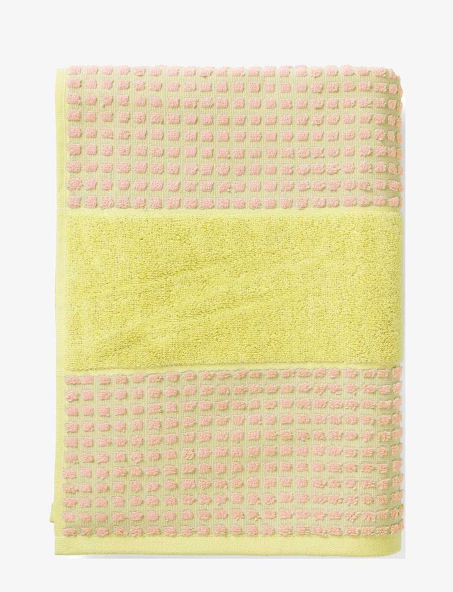 Juna - Check Håndklæde 70x140 cm gul/pink - badehåndklæder - yellow/pink - 0