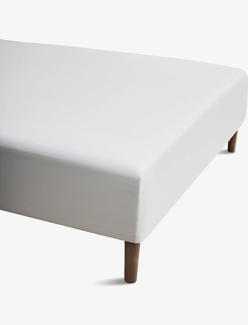 Juna - Percale Fitted sheet w/elastic 140x30x200 cm white - fitted bed sheets - white - 1