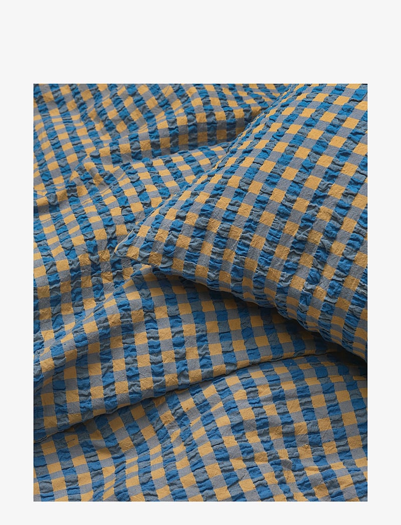 Juna - Bæk&Bølge Sengetøj 140x200 cm blå/okker DK - sengetøj - blue/ochre - 2