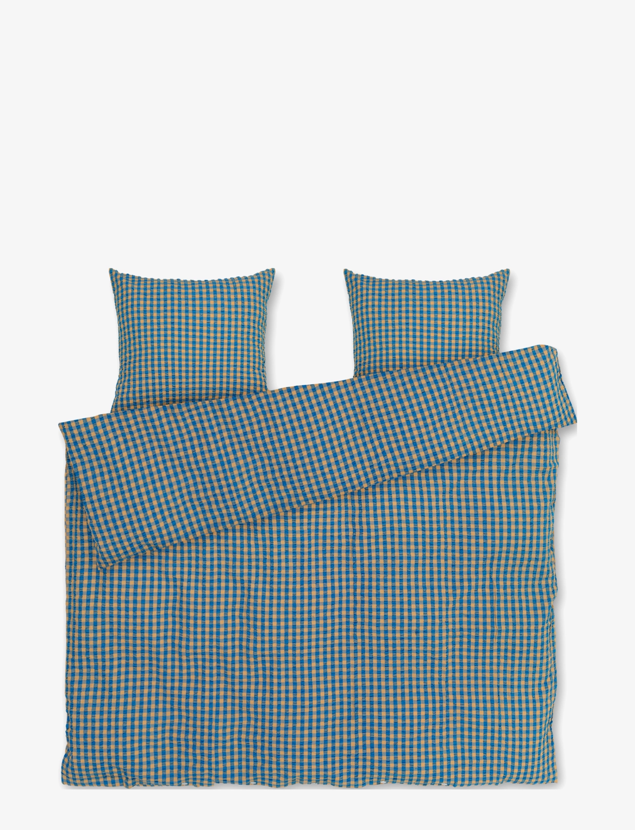 Juna Bæk&Bølge Sengetøj 200X220 cm Blå/Okker Dk, 200X220;63X60 cm, Blue, Sengetekstiler > Sengesæt, Unisex