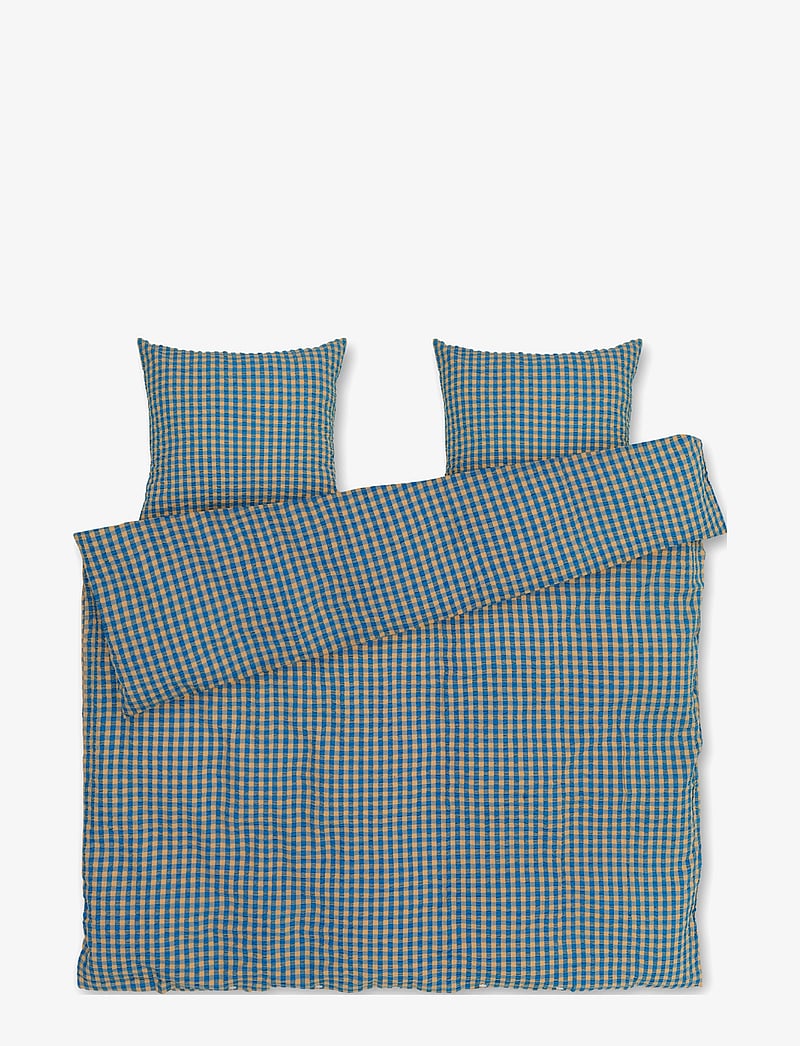 Juna - Bæk&Bølge Sengetøj 200x220 cm blå/okker DK - sengesæt - blue/ochre - 0