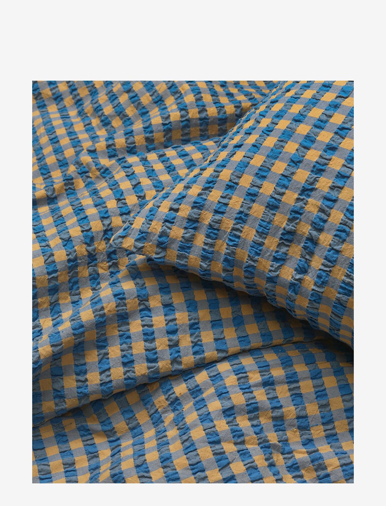 Juna - Bæk&Bølge Sengetøj 200x220 cm blå/okker DK - sengesæt - blue/ochre - 1