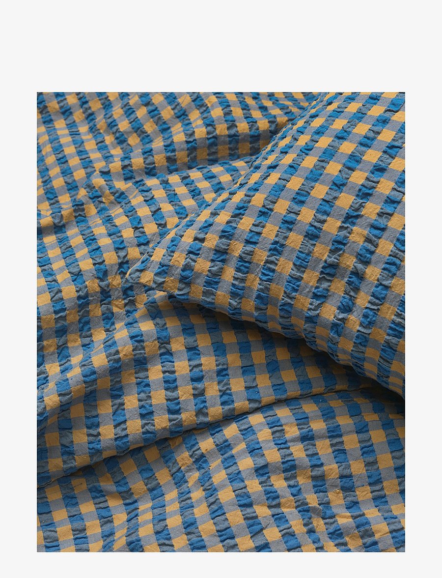 Juna - Bæk&Bølge Sengetøj 200x220 cm blå/okker DK - sengesæt - blue/ochre - 1