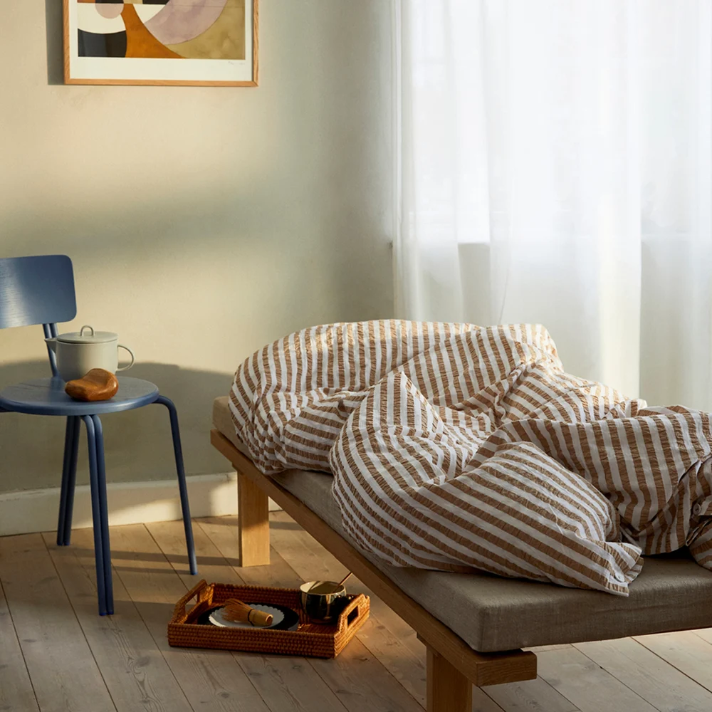 Juna - Bæk&Bølge Lines Pillowcase 70x50 cm NO - sand/white - 3