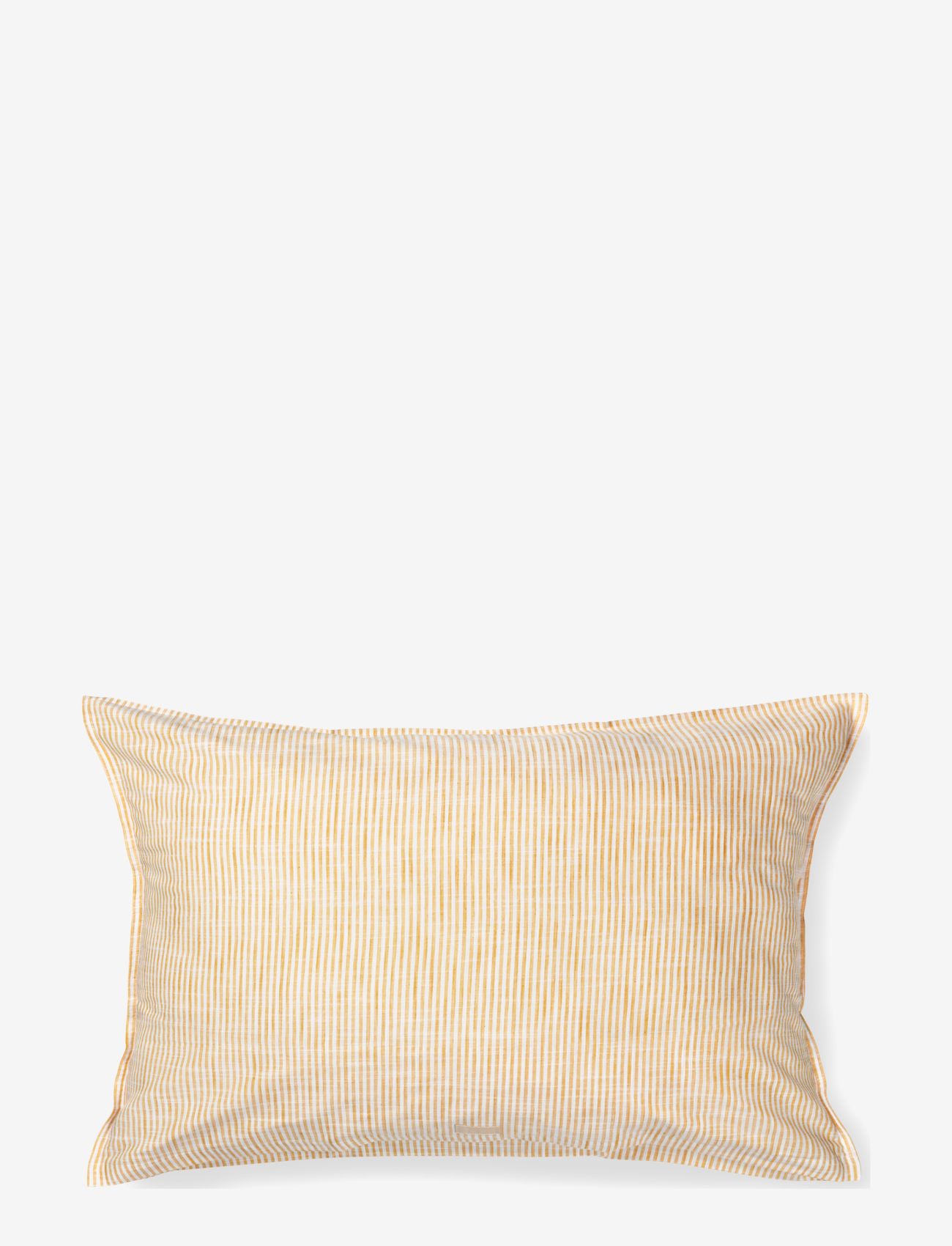 Juna - Monochrome Lines Pillowcase 70x50 cm NO - laagste prijzen - ochre/white - 0