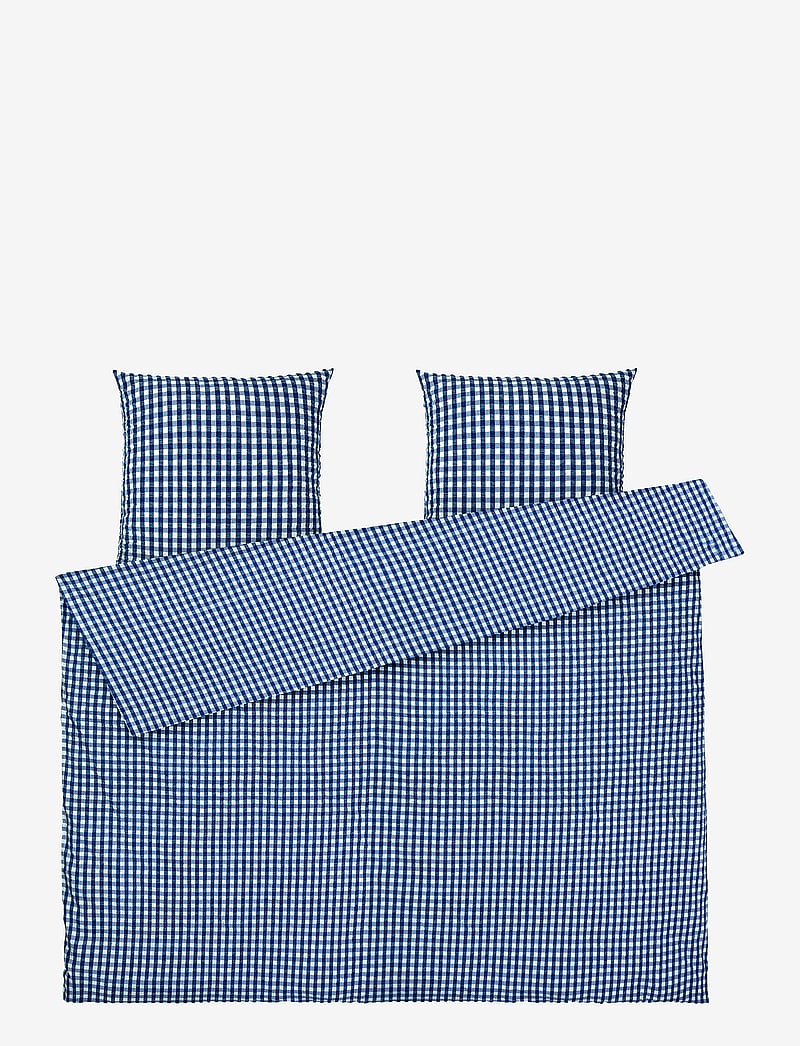 Juna - Bæk&Bølge Påslakanset / 220x220 cm SE - påslakanset - dark blue/white - 1
