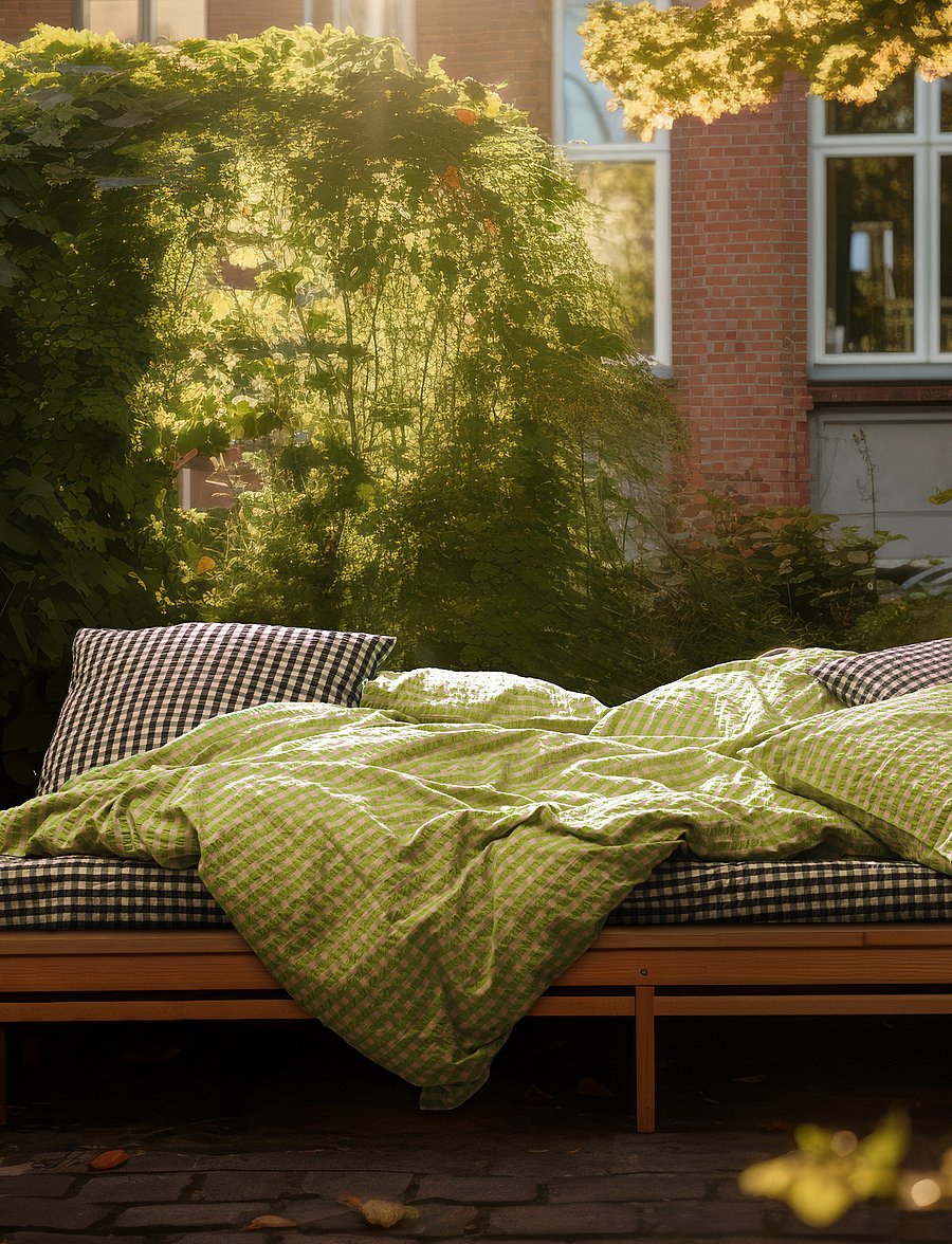 Juna - Bæk&Bølge Bed linen 140x200 cm green/soft pink DK - bettwäsche-set - green/soft pink - 5