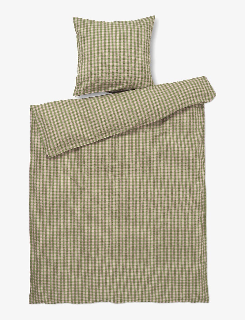 Juna - Bæk&Bølge Sengetøj 140x220 cm grøn/soft pink DK - sengetøj - green/soft pink - 0