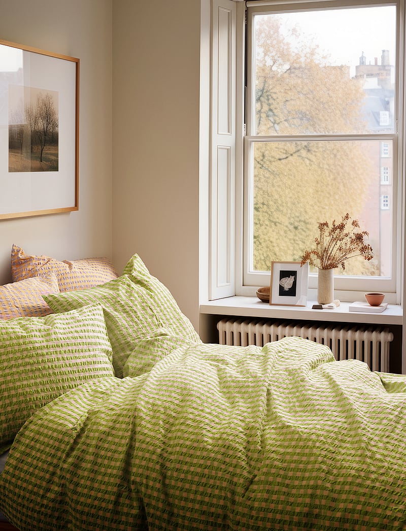 Juna - Bæk&Bølge Sengetøj 140x220 cm grøn/soft pink DK - sengetøj - green/soft pink - 1