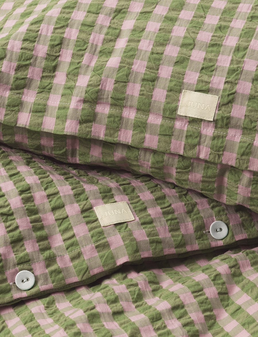 Juna - Bæk&Bølge Bed linen 140x220 cm green/soft pink DK - bettwäsche-set - green/soft pink - 3