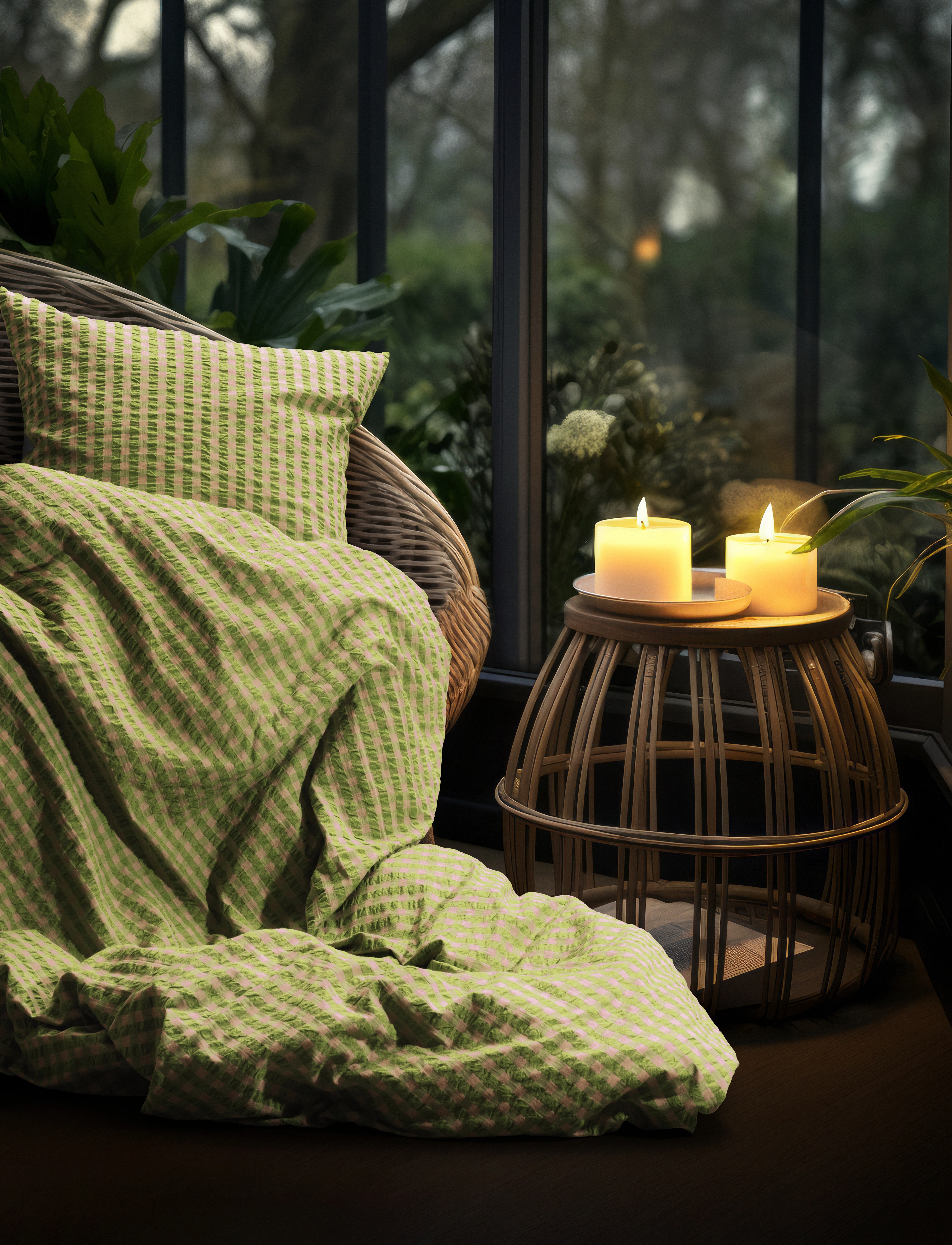 Juna - Bæk&Bølge Bed linen 140x220 cm green/soft pink DK - bettwäsche-set - green/soft pink - 4