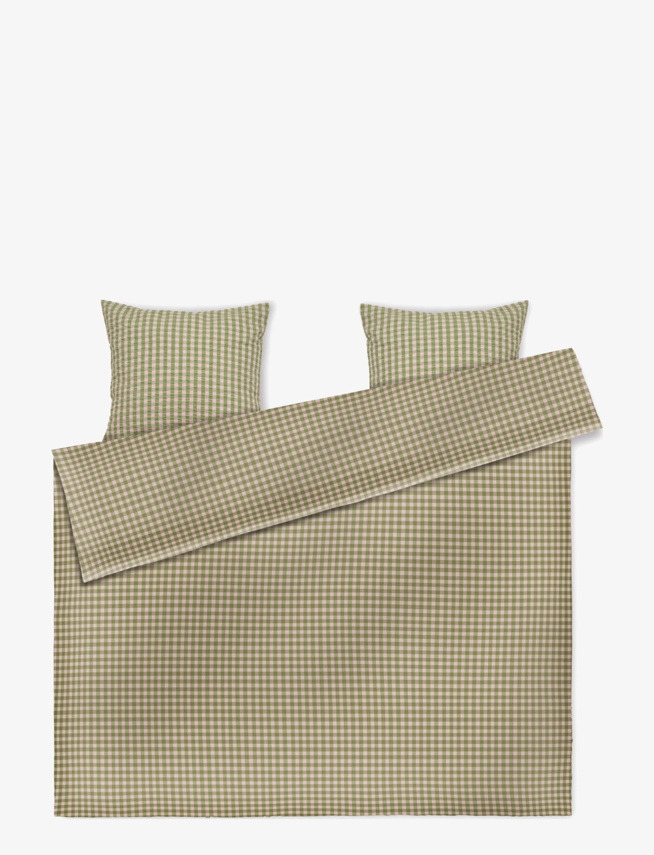 JUNA Bæk&Bølge Sengetøj 200X220 Cm Grøn/Soft Pink Dk Grün - 200X220CM 63X 60CM - Unisex