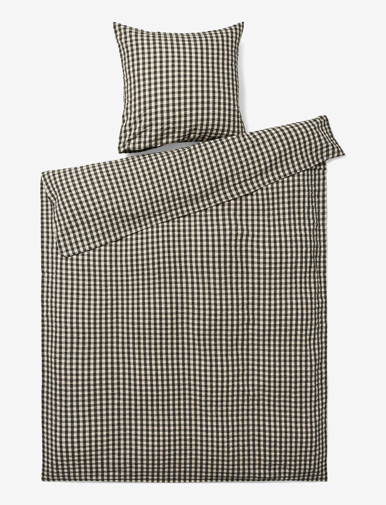 Juna - Bæk&Bølge Påslakanset 150x210 cm svart/sand SE - köp efter pris - black/sand - 0