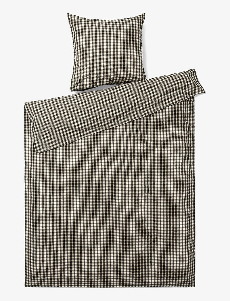 Juna - Bæk&Bølge Påslakanset 150x210 cm svart/sand SE - köp efter pris - black/sand - 0