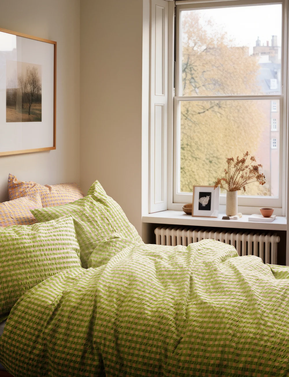 Juna - Bæk&Bølge Påslakanset 150x210 cm grön/ljus rosa SE - köp efter pris - green/soft pink - 1