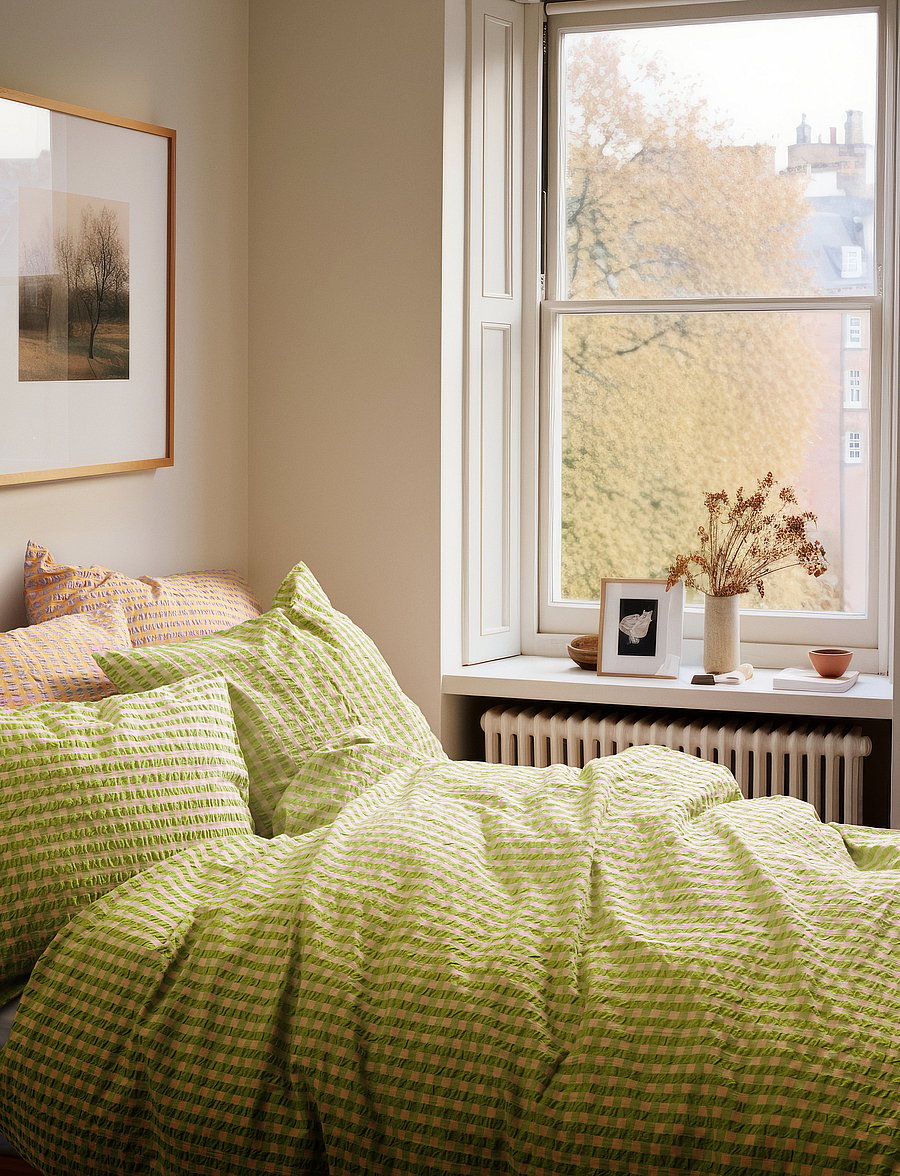 Juna - Bæk&Bølge Bed linen 220x220 cm green/soft pink SE - voodiriiete komplektid - green/soft pink - 0