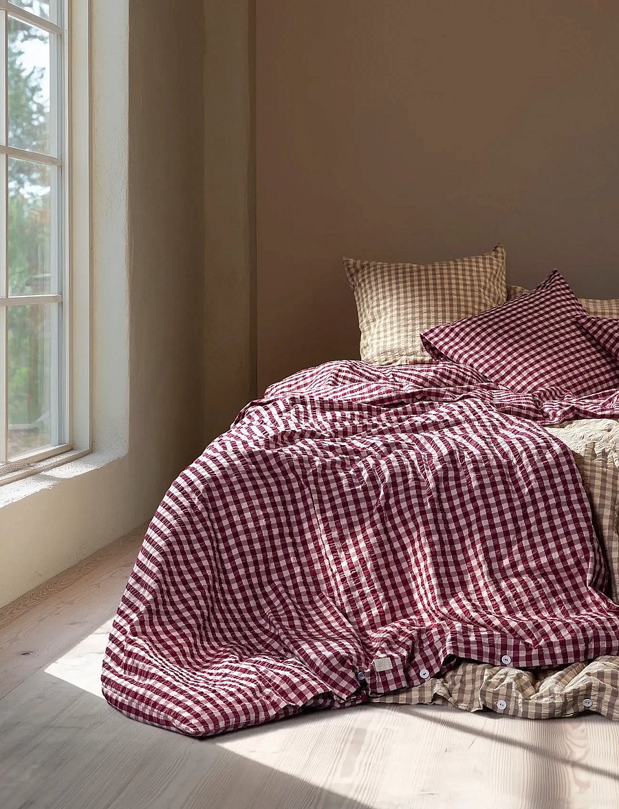 Juna - Bæk&Bølge Bed linen 200x220 cm plum/rose DK - rúmföt - plum/rose - 0
