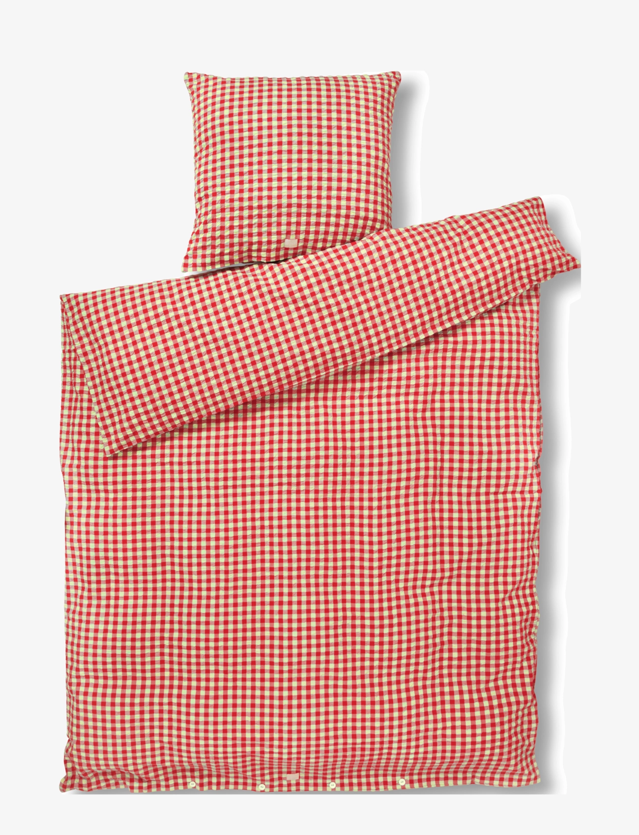 Juna Bæk&Bølge Sengetøj 140X220 cm Rød/Gul Dk, 140X220 cm 60X63 cm, Red, Sengetekstiler > Dynebetræk, Unisex