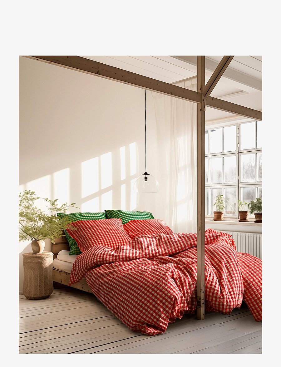 Juna - Bæk&Bølge Bed linen 140x220 cm red/yellow DK - parures de lit - red/yellow - 5