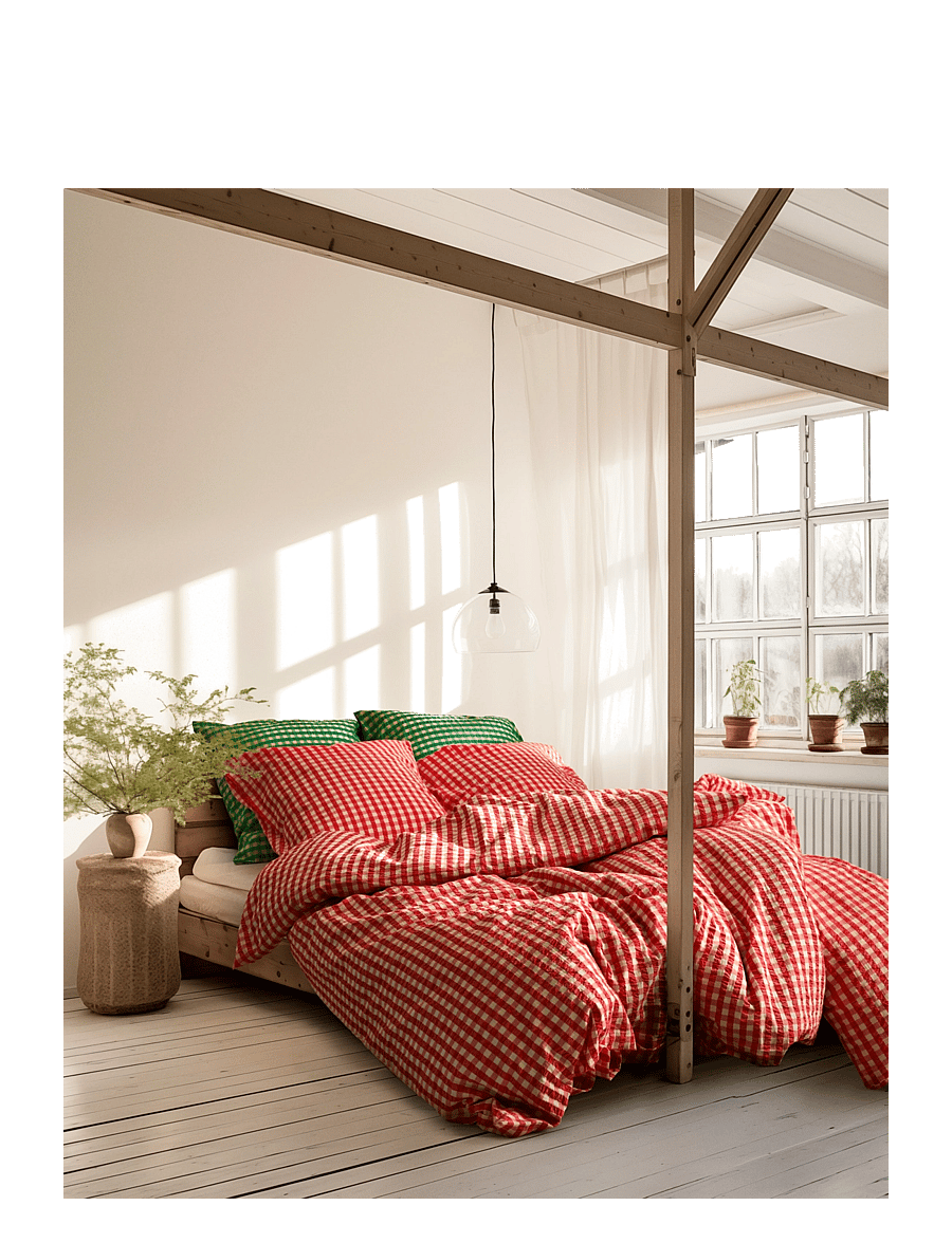Juna - Bæk&Bølge Bed linen 200x220 cm red/yellow DK - red/yellow - 5