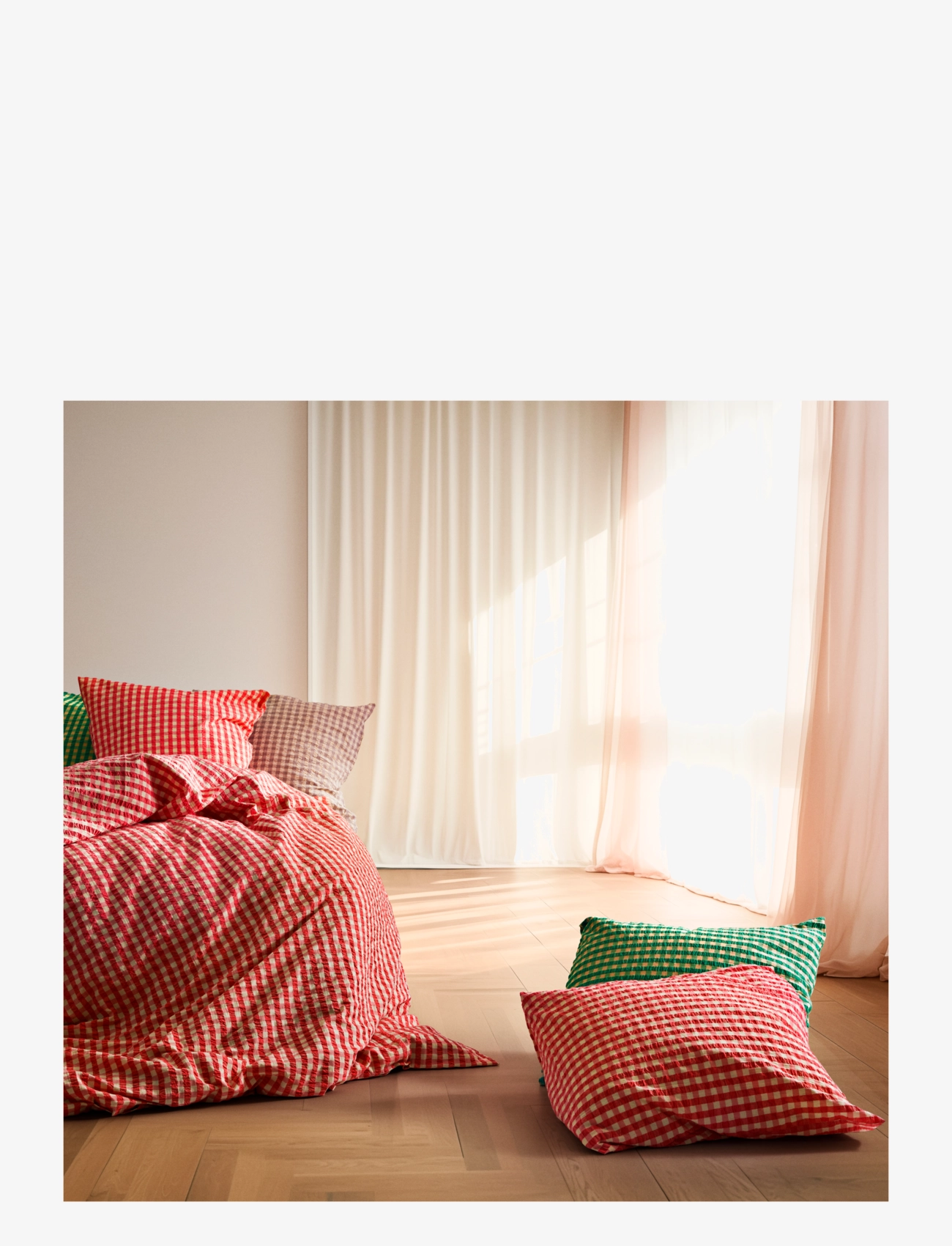 Juna - Bæk&Bølge Påslakanset 150x210 cm röd/gul SE - köp efter pris - red/yellow - 4