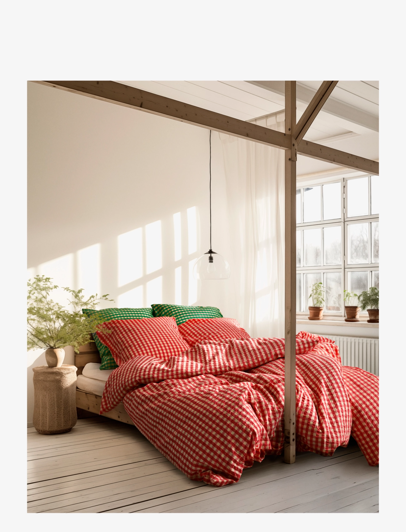 Juna - Bæk&Bølge Påslakanset 150x210 cm röd/gul SE - köp efter pris - red/yellow - 5