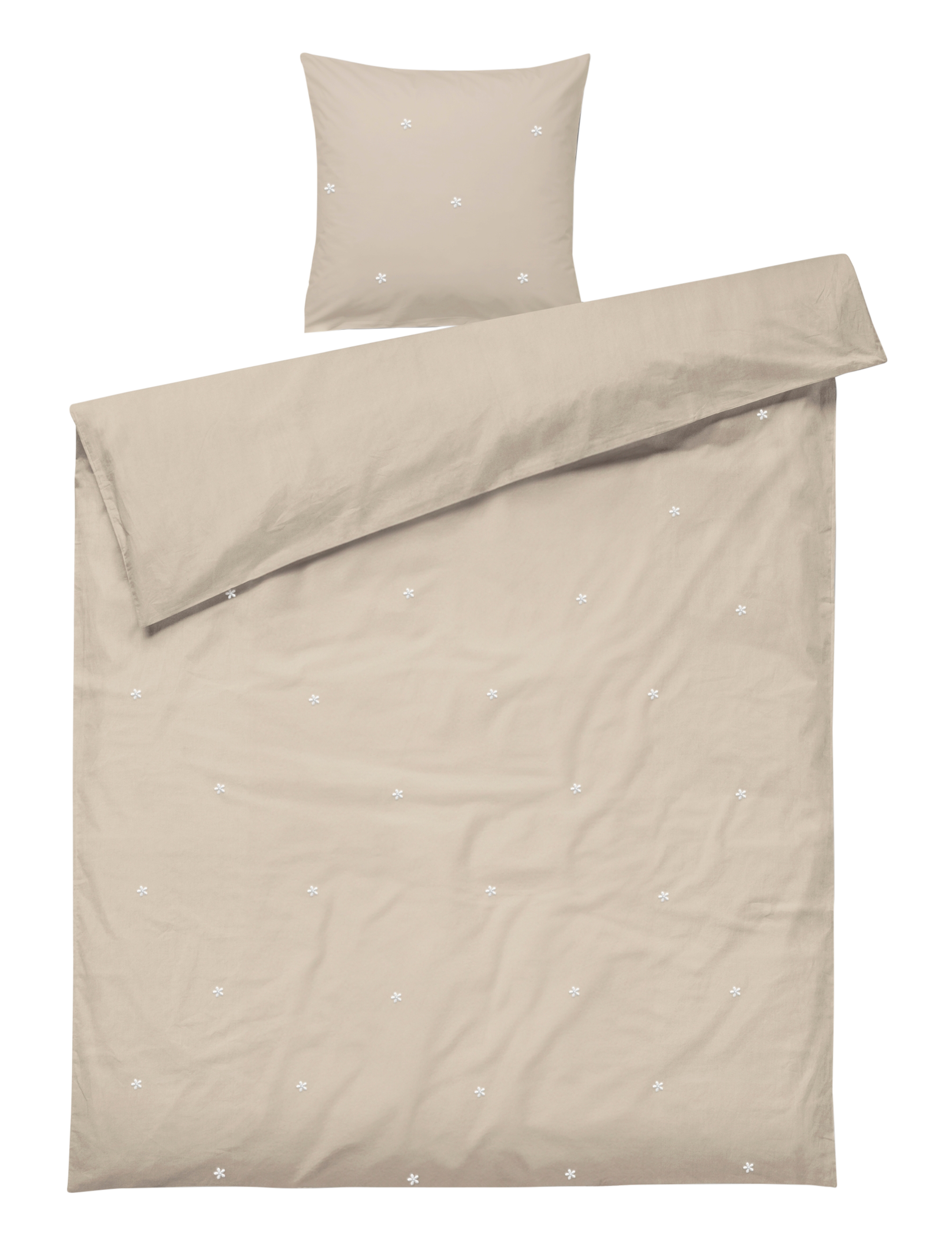 JUNA Daisy Sengetøj 140X200 Cm Sand/Hvid Dk Beige - 140X200CM 60X63CM - Unisex