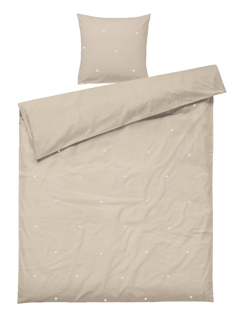 Juna - Daisy Bed linen 140x200 cm sand/white DK - bettwäsche-set - sand/white - 1