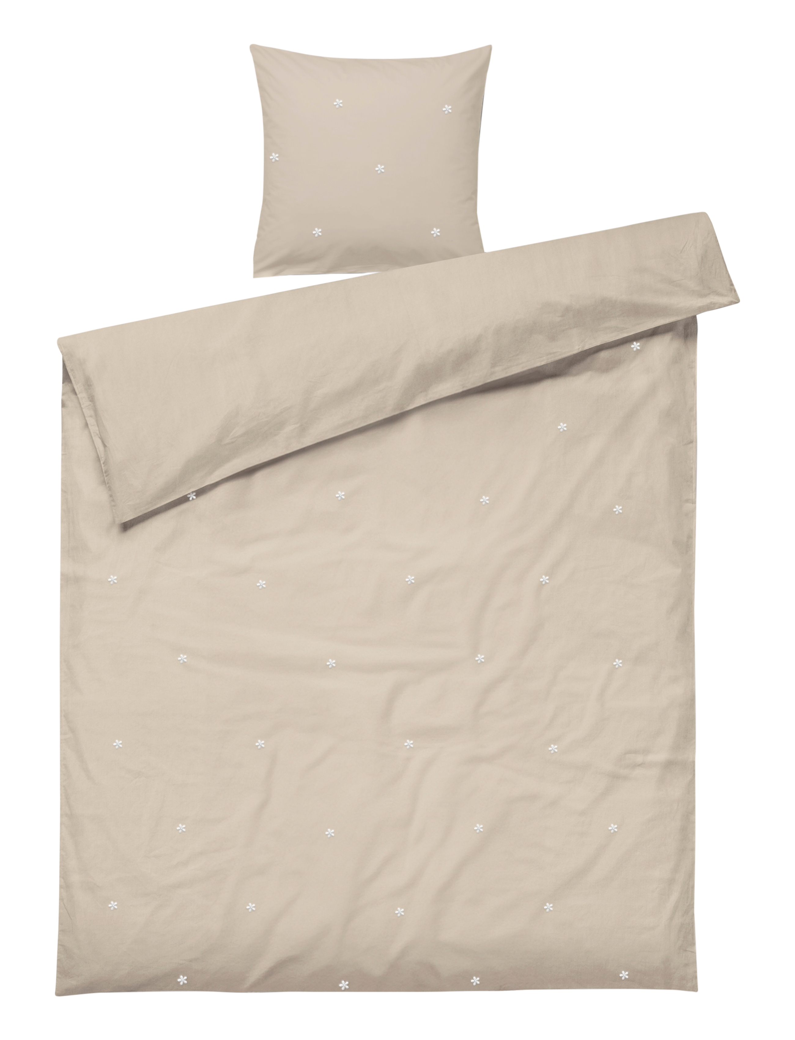 JUNA Daisy Sengetøj 140X220 Cm Sand/Hvid Dk Beige - 140X220CM - Unisex