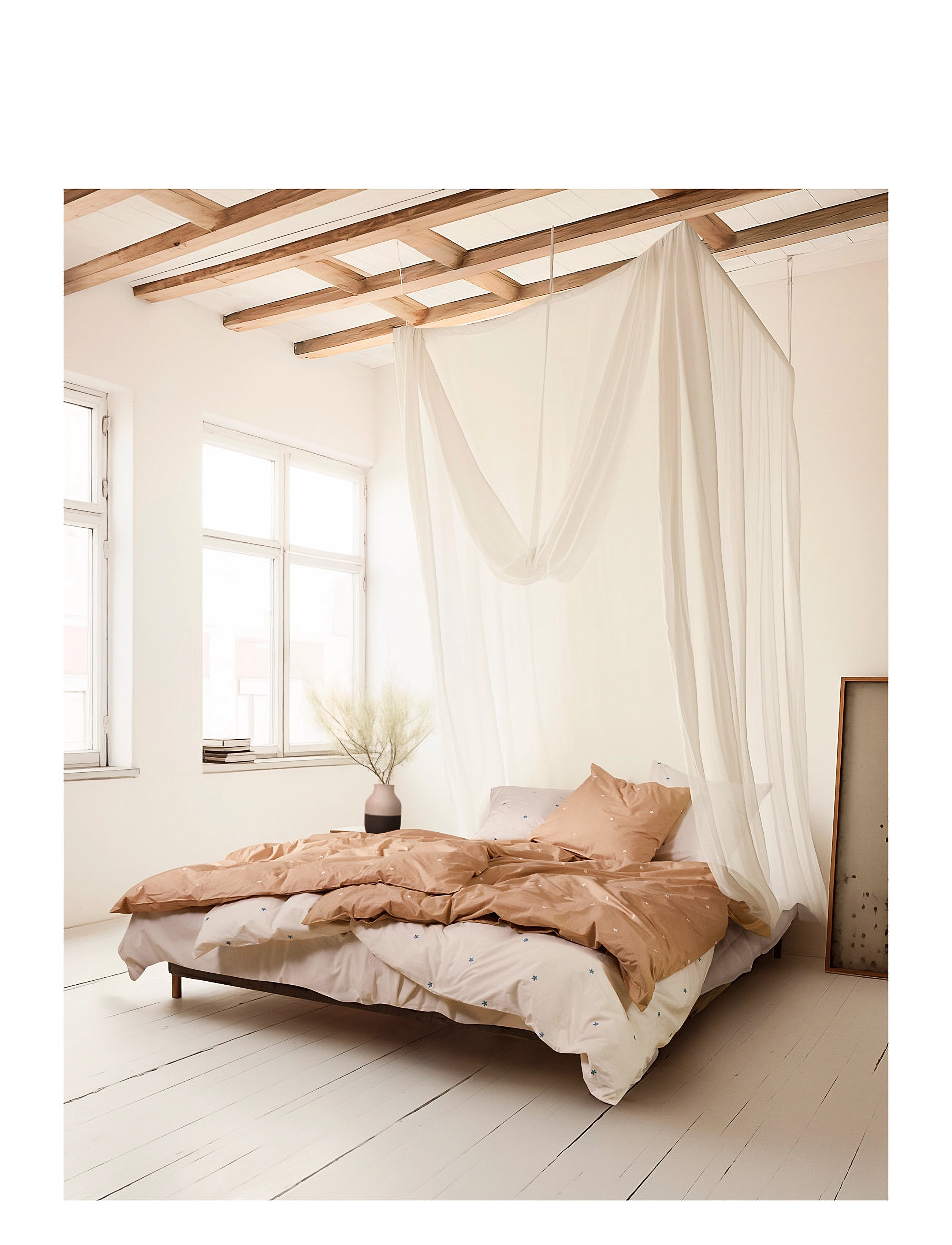 Juna Daisy Sengetøj 140X220 Cm Sand/Hvid Dk, cm, Bedtextiles, Beige - Bed Sets, Homeware