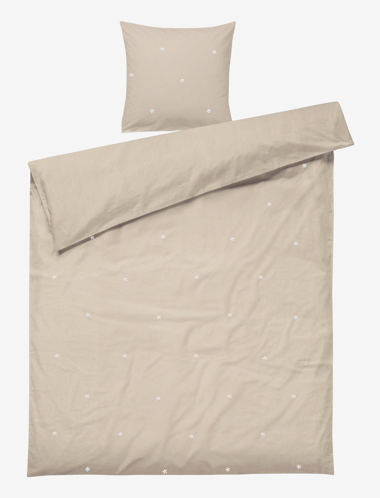 Juna - Daisy Bed linen 150x210 cm sand/white SE - vuodevaatteet - sand/white - 1