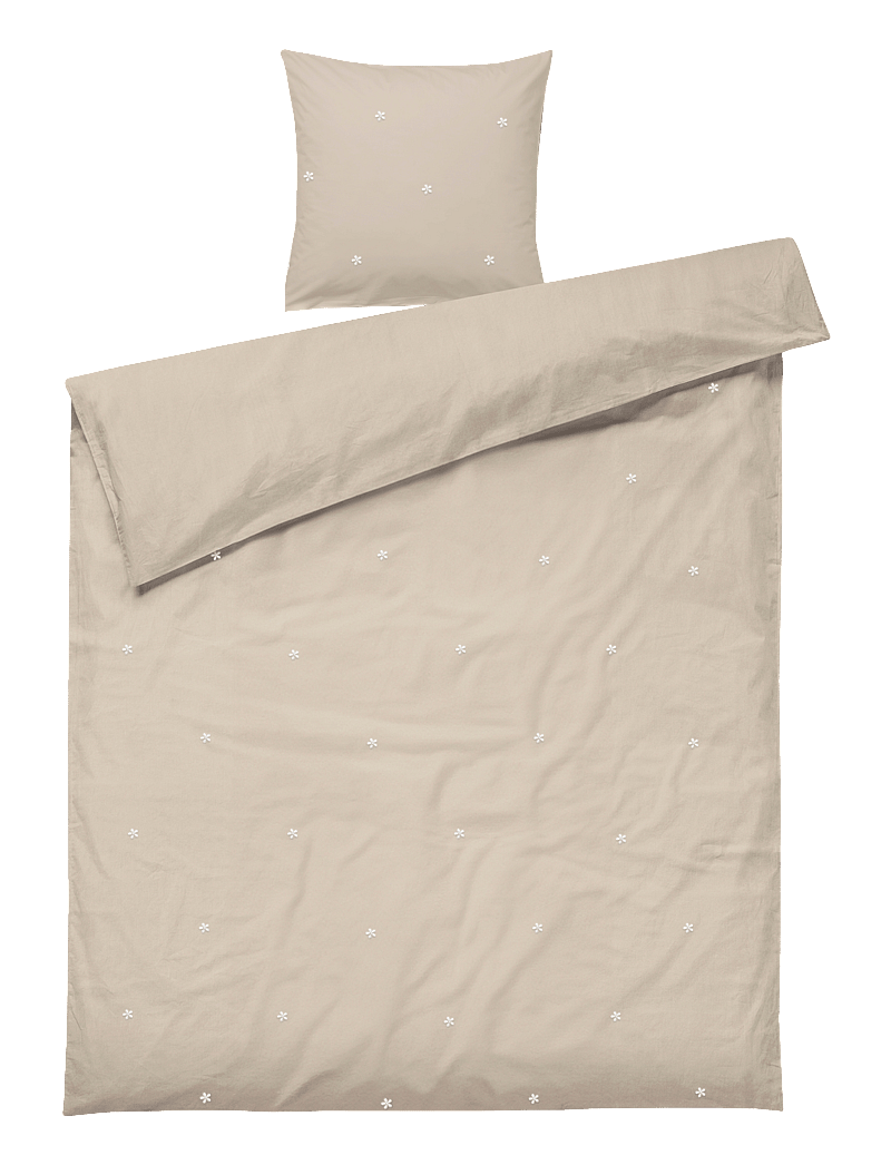 Juna - Daisy Bed linen 150x210 cm sand/white SE - vuodevaatteet - sand/white - 1