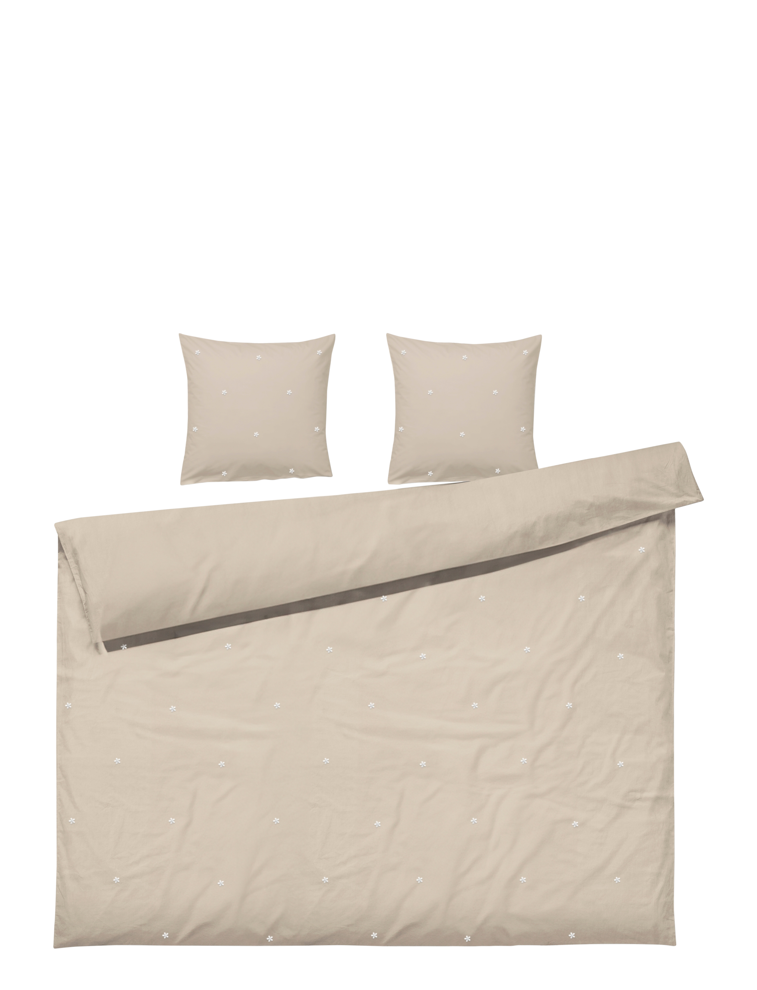 Juna - Daisy Bed linen 220x220 cm sand/white SE - bed sets - sand/white - 1
