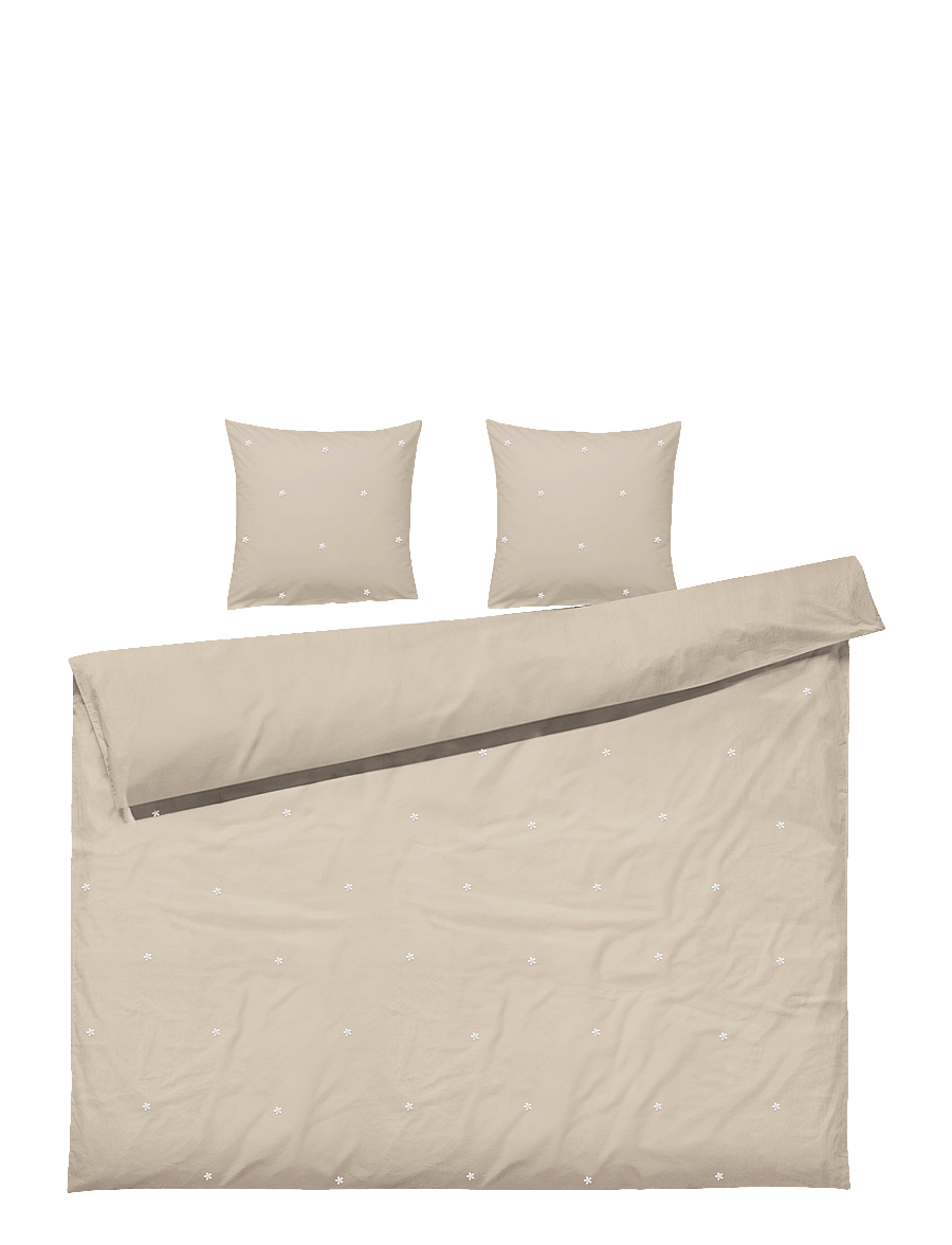 Juna - Daisy Bed linen 220x220 cm sand/white SE - bed sets - sand/white - 1