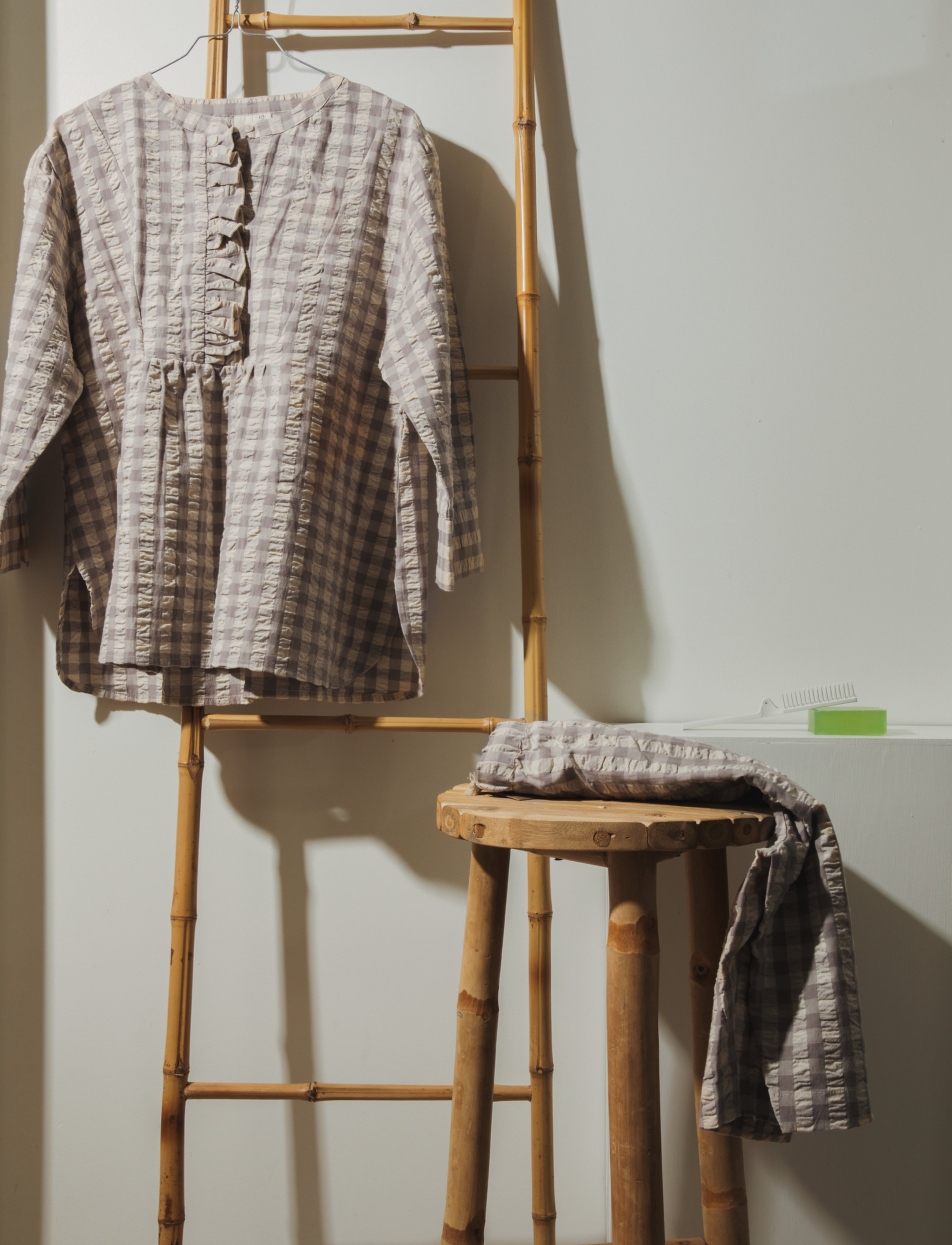Juna Bæk&Bølge Irene Shirt, M/L, Grey, Nat- Og Loungewear > Toppe, Dame