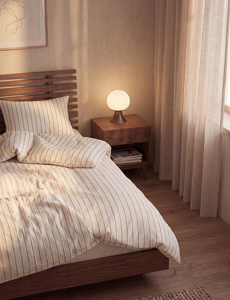 Juna - Soft Bed linen 140x200 cm off-white/caramel DK - off-white/caramel - 0