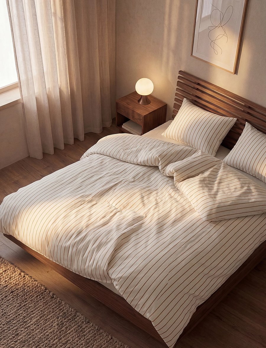 Juna - Soft Bed linen 140x200 cm off-white/caramel DK - off-white/caramel - 2