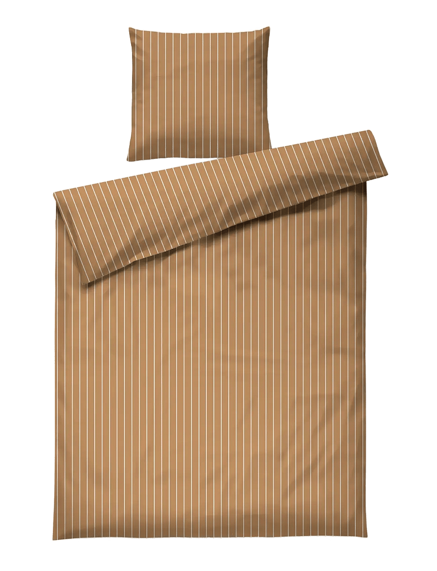 Juna - Soft Bed linen 140x200 cm caramel/off-white DK - caramel/off-white - 1